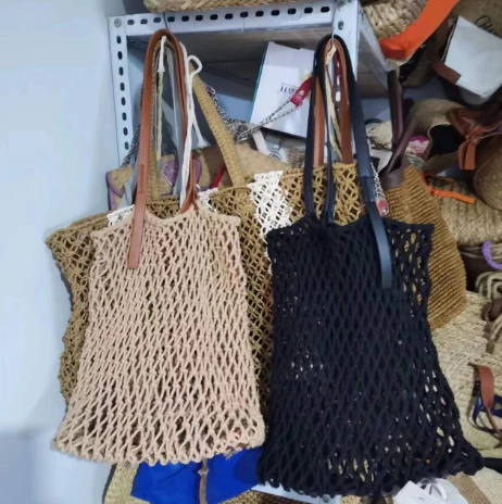 সুতির দড়ি ফাঁকা মহিলা সৈকত ব্যাগ