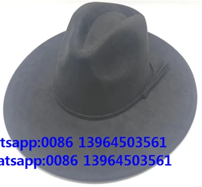 রাঞ্চার উলের কালো টুপি ফেডোরা কাউবয় হ্যাট
