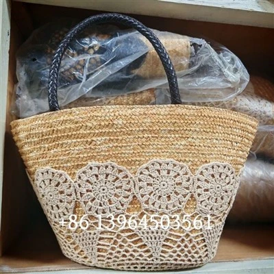 গমের খড় মহিলা গ্রীষ্মের সৈকত হ্যান্ডব্যাগ